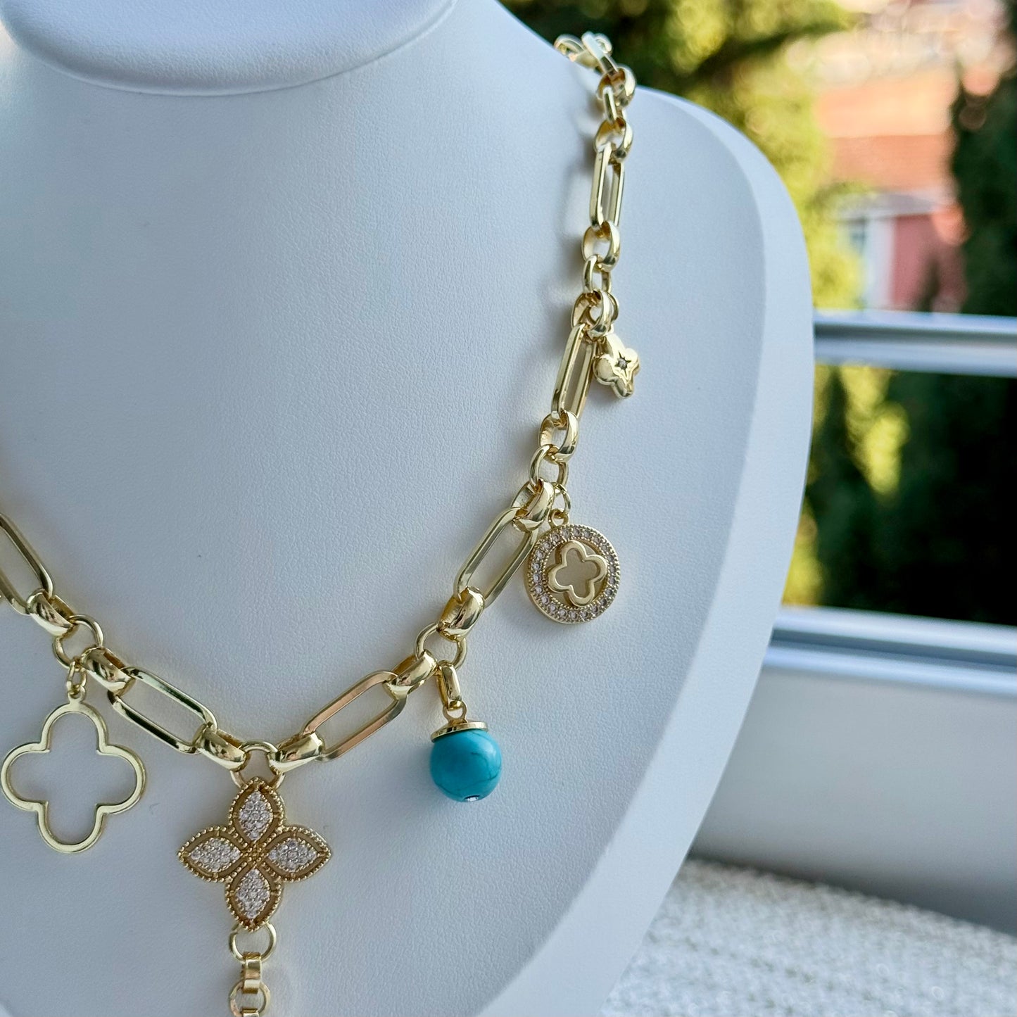 Rodyum kaplama Charm kolye